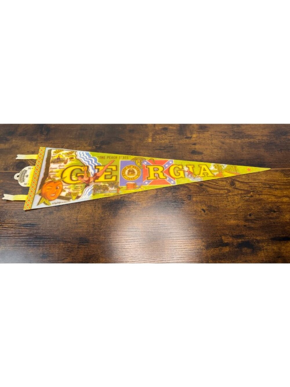 Vintage Georgia Souvenir Pennant With Peach State Graphics & State Seal 1977